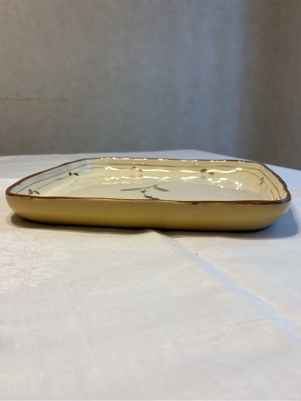 Crate and Barrel Provence Rustic Olive Branch Terracotta serving Platter